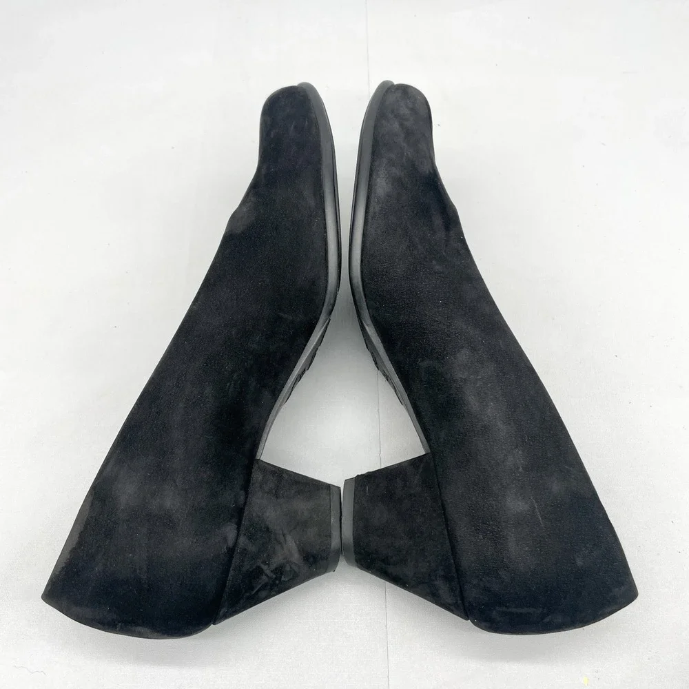 Arche LN Womens 37.5 6.5 Murlay Pumps Shoes Black Nubuck Round Toe Block Heels